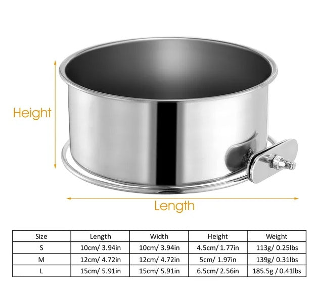 Tainless Steel Dog Bowl Pets Hanging Food Bowl Detachable Pet