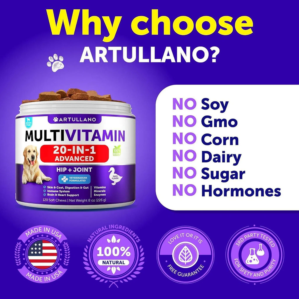 Advanced 20-in-1 Dog Multivitamin Chews for Joint, Gut & Coat Health