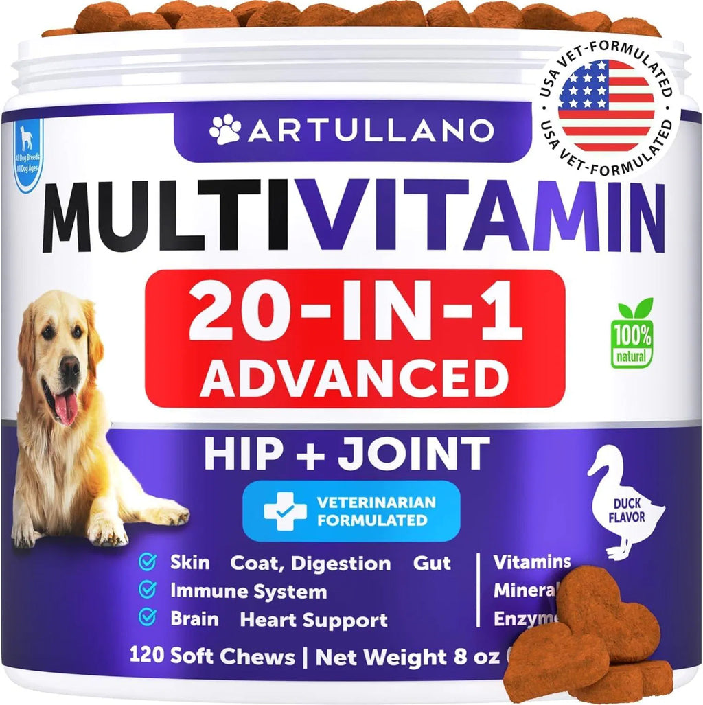 Advanced 20-in-1 Dog Multivitamin Chews for Joint, Gut & Coat Health